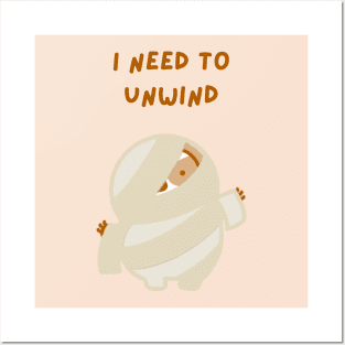 I Need to Unwind Halloween Mummy Sloth Posters and Art